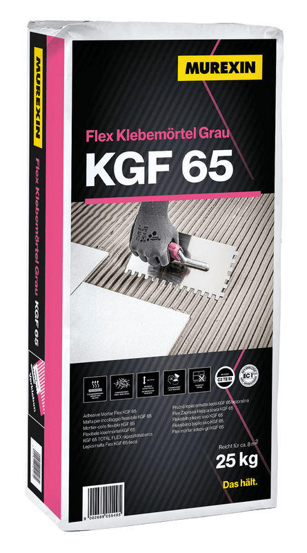 Flex klebemörtel grau kgf 65 staubreduziert 8 kg Murexin-xl