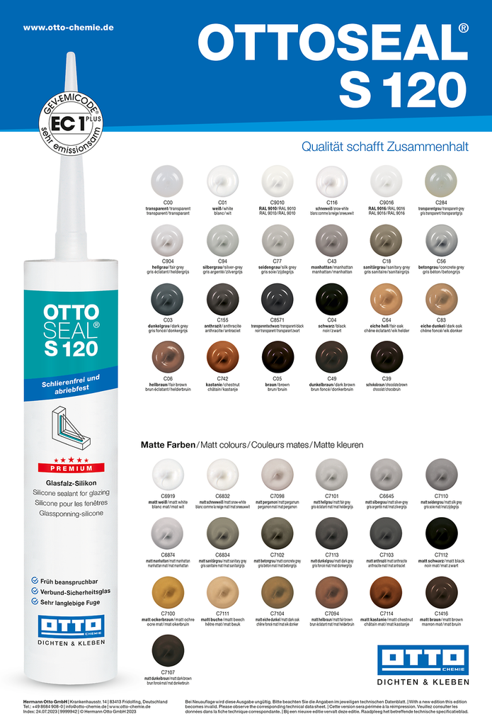 OTTOSEAL S 120 Das Premium-Glasfalz-Silikon Otto Chemie