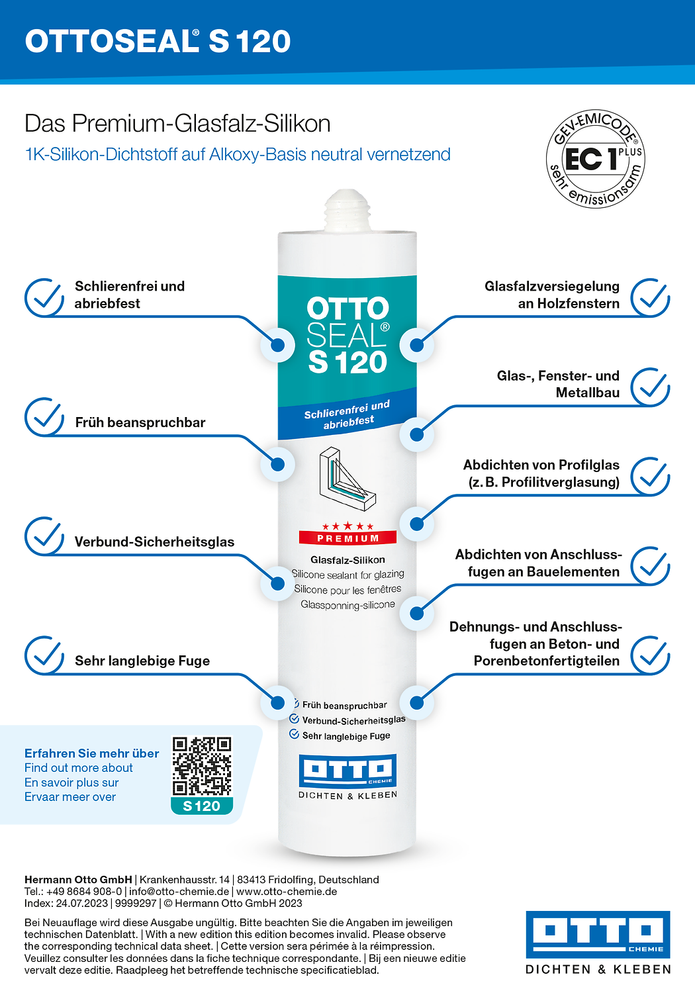 OTTOSEAL S 120 Das Premium-Glasfalz-Silikon Otto Chemie